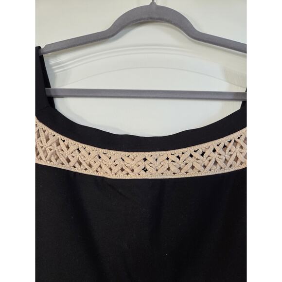 Alexis Bailey NWT Black Crochet trim Midi Dress Off Shoulder Fringe, Size Medium - Picture 5 of 13